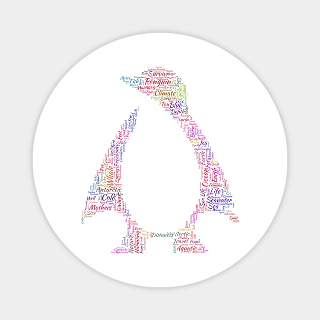 Penguin Animal Outdoors Wildlife Text Word Cloud Magnet by Cubebox